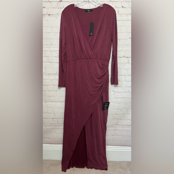 Lulus Endless Poise Mauve Long Sleeve Surplice Tulip Maxi Dress - Picture 3 of 16